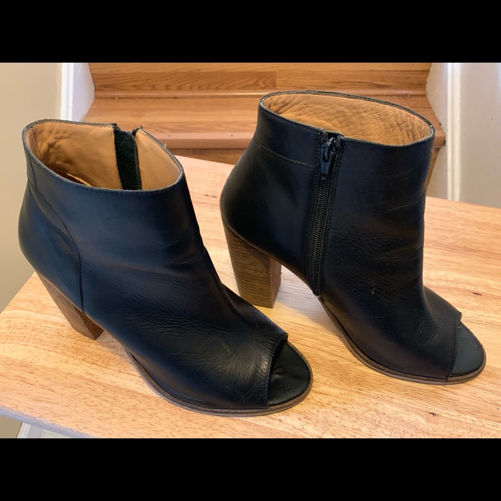 H & M block heeled peep toe booties